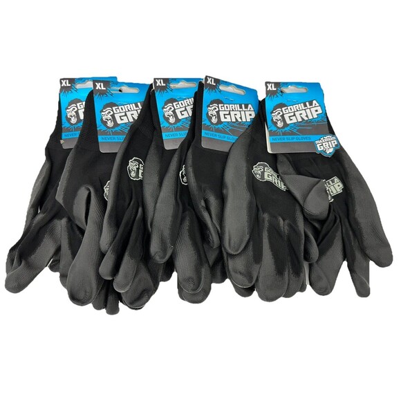Gorilla Grip Max Grip, 5 pack All Purpose Work Gloves,‎ Slip Resistant, Nylon XL - Picture 1 of 10